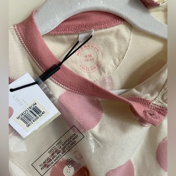 BURBERRY LONDON Girls' Heart Polka Dot Onesie 9M - Picture 4 of 4